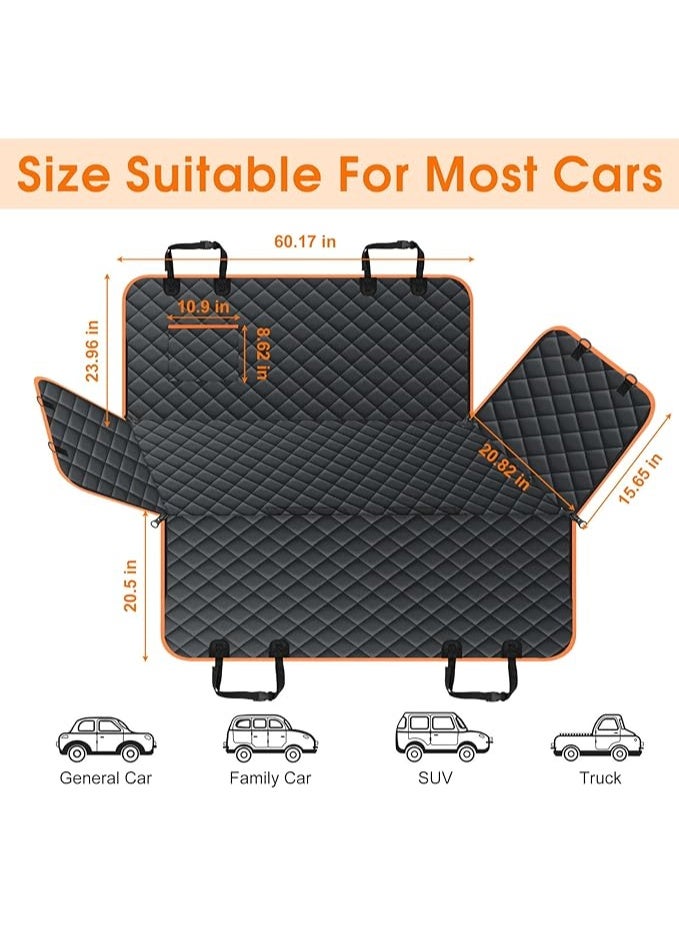Dog Car Seat Cover, Durable Waterproof Scratch Proof Nonslip Dog Hammock, Back Seat Covers with Pocket for Cars SUVs and Trucks - L, Black/Orange - Image 2